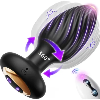 Anální kolík SuperLove 360 Twister Vibrating Anal Plug with 2 Motors & Remote Black