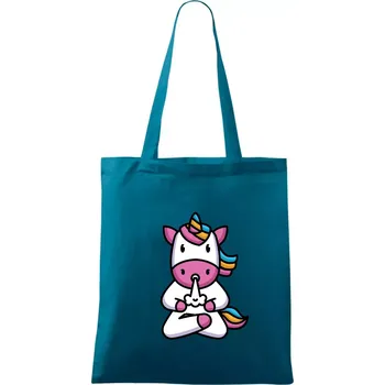 Yoga funící jednorožec - Taška bavlněná - 42 x 38 cm ( Petrolejová )