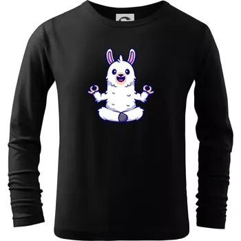 Chlapecké tričko Yoga meditace - lama - Triko dětské Long Sleeve - 158 cm/12 let ( Černá )