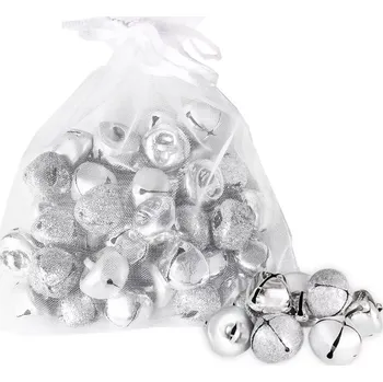 Vánoční dekorace Rolničky kov 40ks/1,5cm stříbrná