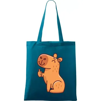 Kapybara s palcem nahoru - Taška bavlněná - 42 x 38 cm ( Petrolejová )