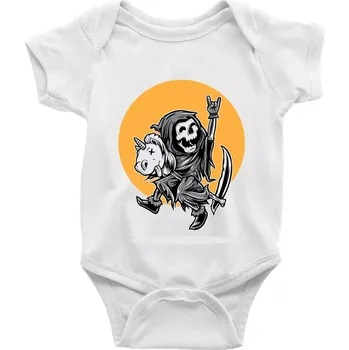 Kojenecký body Jednorozeč vs. smrtka - Body kojenecké s krátkým rukávem - Krátký r. 12-18 měs ( Bílá )