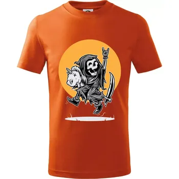 Chlapecké tričko Jednorozeč vs. smrtka - Tričko dětské bavlněné - 98 cm / 2 roky ( Oranžová )