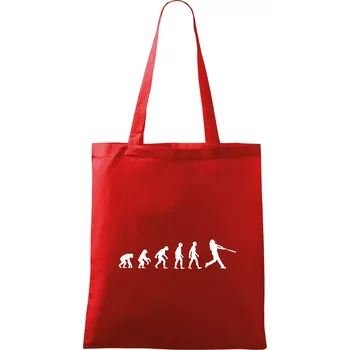 Nákupní taška Evoluce baseball pálkař odpal - Taška bavlněná - 42 x 38 cm ( Červená )
