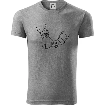 Pánské tričko Táta a syn ruce obrys - Viper FIT - Pánské zůžené tričko - 2XL ( Tmavě šedý melír )