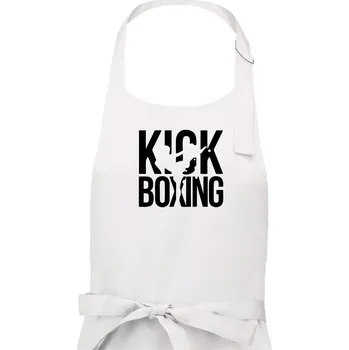 Kuchyňská zástěra Nápis Kick Boxing - Pánská zástěra na vaření - Univerzální velikost ( Bílá )
