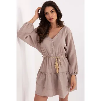 Dámské šaty ItModa Mušelínové šaty Lula tmavě béžové Velikost: UNI