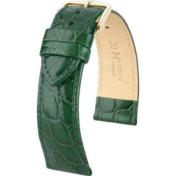 Řemínek na hodinky Kožený řemínek Hirsch Crocograin 12302840NQ-1, zelený, teletina - 18 mm