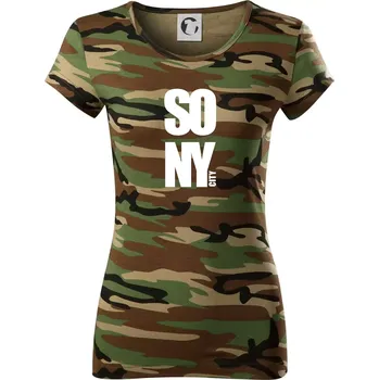 Dámské tričko SO NY city - Dámské maskáčové triko - L ( Hnědý maskáč )