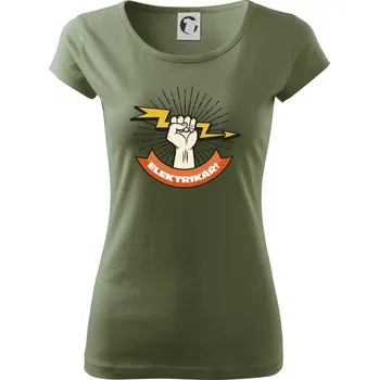 Dámské tričko Elektrikář blesk - Dámské triko Pure - S ( Khaki )