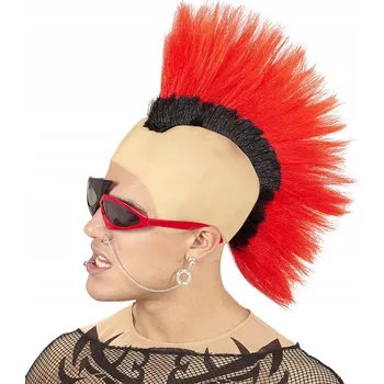 PARUKA PUNK IROKÉZ ČERVENÝ PLEŠ NÁKRYT HLAVY