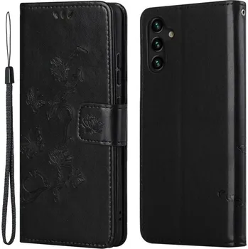 Pouzdro na mobilní telefon Flower PU kožené peněženkové pouzdro na mobil Samsung Galaxy A13 5G/Galaxy A04s (164.7 x 76.7 x 9.1 mm) - černé