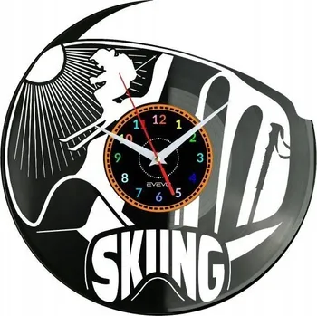 Hodiny Lyžař Lyžování HODINY NÁSTĚNNÉ DEKORATIVNÍ MODERNÍ VINYLOVÁ DESKA W