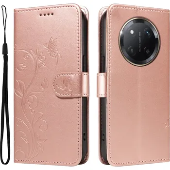 Pouzdro na mobilní telefon Flowers knížkové pouzdro na Honor Magic 7 Lite 5G - růžovozlaté