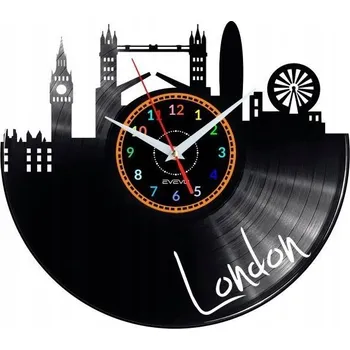 Hodiny LONDÝN HODINY NÁSTĚNNÉ DEKORATIVNÍ MODERNÍ VINYLOVÁ DESKA