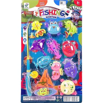 LOVENÍ RYBIČEK UDICE S RYBIČKAMI NA MAGNET DO KOUPELE BAREVNÉ RYBIČKY