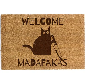Rohožka ROHOŽKA PŘED DVEŘE 60 x 90 cm "Welcome Madafakas" Kokosová