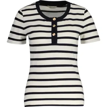 Dámské tričko TRIČKO GANT SLIM STRIPED PIQUE SS T-SHIRT CREAM