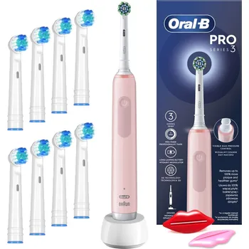Elektrický zubní kartáček Elektrický Zubní Kartáček na zuby Oral-B Pro 3 3000 Růžový + 8 nástavců