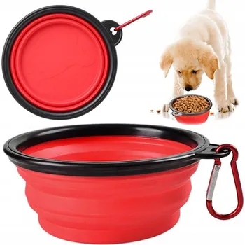 Miska pro psa Skládací (cestovní) silikonový hrnek Przyjaciele červený 0,4 l