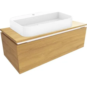 Nábytek SAT Koupelnová skříňka s umyvadlem a krycí deskou SAT Feel 100x30x46 cm dub medový mat SATFEEL100DMDU SATFEEL100DMDU
