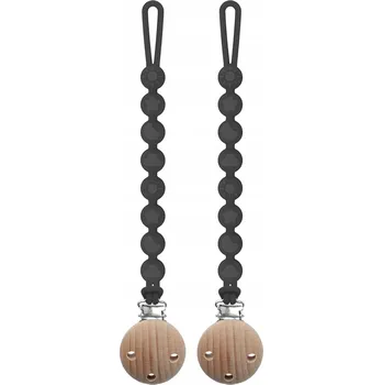 dudlíky Silikonové klipy na dudlík Seposeve s klipem, černé, sada 2 kusů