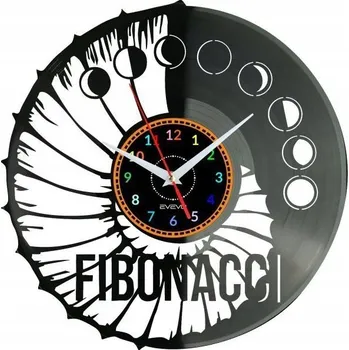 Hodiny SPIRÁLA FIBONACCI HODINY NA ZEĎ VINYLOVÁ DESKA DÁREK PAMÁTKA NAROZENINY PRO