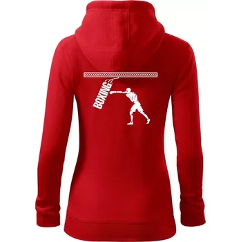 Dámská mikina Boxing boxer - Dámská mikina trendy zipper s kapucí - L ( Červená )