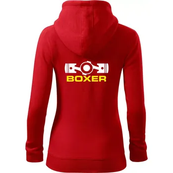 Dámská mikina Boxer Píst - Dámská mikina trendy zipper s kapucí - L ( Červená )