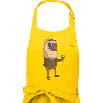 Kuchyňská zástěra Alpaka s vínem muž - Dámská zástěra na vaření - Univerzální velikost ( Žlutá )