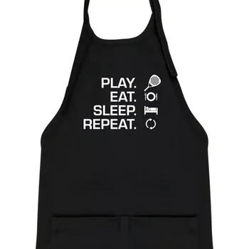 Kuchyňská zástěra Play eat sleep repeat padel - Dětská zástěra na vaření - Univerzální velikost ( Černá )