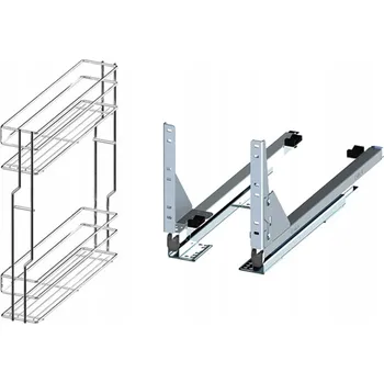 Nábytkové kování Cargo do spodní skříňky 15 cm, chromovaný efekt, 2 koše, s tlumením dovírání REJS, plný výsuv