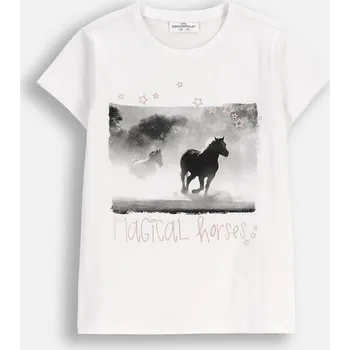 Chlapecké tričko Dětské tričko pro dívky Bílé tričko s koněm vel. 104 Coccodrillo Z
