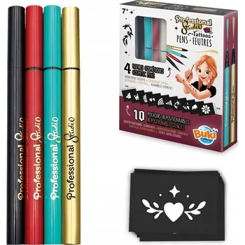 kreativní sada BUKI - kreativní sada - Fixy na dočasné tetování se šablonami - LEA