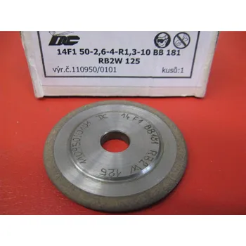 Brusný kotouč CBN brousící kotouč obvodový radiusový 14F1 50X2,6X4/R1,3-5-10 BB181 RB2W 125
