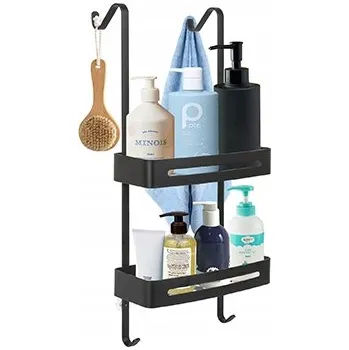 ZÁVĚSNÁ POLICE DO KOUPELNY DVOJITÁ ORGANIZÉR DO SPRCHY ČERNÁ