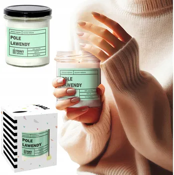 Svíčka PŘÍRODNÍ VONNÁ SVÍČKA SÓJOVÁ VE SKLENICI VŮNĚ LEVANDULOVÉHO POLE