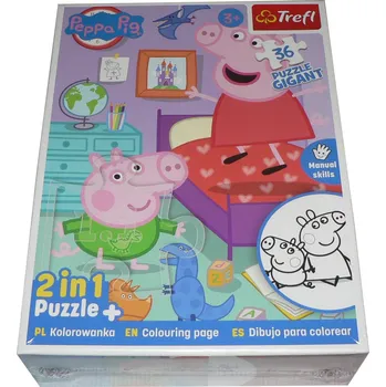 puzzle pro nejmenší TREFL 36 OBŘÍ Puzzle 48x67 cm prasátko Pepa - omalovánka 2v1