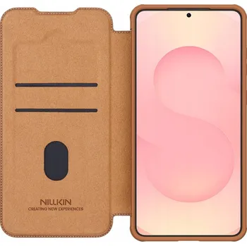Pouzdro na mobilní telefon Flipové pouzdro Nillkin pro Samsung Galaxy S25 Edge, hnědé