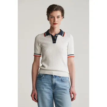 Dámský svetr SVETR GANT CONTRAST RIBBED SS RUGGER EGGSHELL