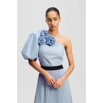 Dámská košile HALENKA KARL LAGERFELD FLOWER ONE SHOULDER BLOUSE KENTUCKY BLUE