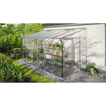 Skleník Obloukový skleník, skleník z polykarbonátu, Vitavia Garden skleník ze skla ke zdi VITAVIA IDA 7800 sklo 3 mm + PC 6 mm stříbrný LG4648