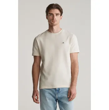 Pánské oblečení TRIČKO GANT TEXTURE SS TSHIRT CREAM