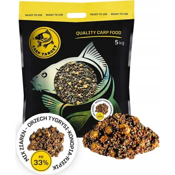 Návnadová surovina Návnada Carp Target kaprová metoda 5 kg Tygří ořech Konopí Řepík