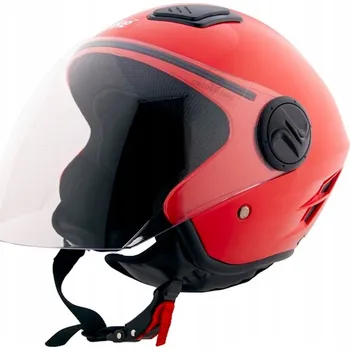 Helma na motorku OTEVŘENÁ PŘILBA NA SKÚTR MOTOCYKL MOTOCYKL ČERVENÁ VELIKOST M S HOMOLOGACÍ ECE