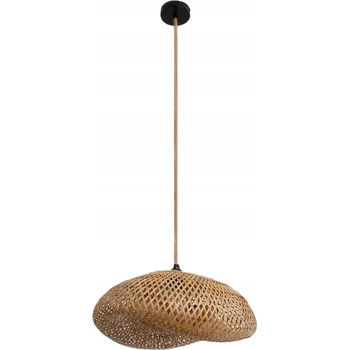 Závěsné svítidlo BRUGIA M E27 boho BAMBUS Černý stropní kryt Přírodní Šňůra
