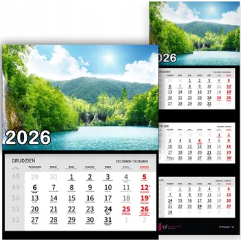 Kalendář Nástěnný Kalendář Trojdílný 2026 VÝHLED POD VEČER Do Kanceláře Dárek Vzory