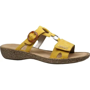 Dámské pantofle Letní vycházková obuv flexiblová-pantofle, Rieker, žlutá: Žlutá Syntetika 28 43 G - standardní šíře (23205-23206)