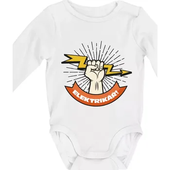 Kojenecký body Elektrikář blesk - Body kojenecké s dlouhým rukávem - Dlouhý r. do 3 měs ( Bílá )