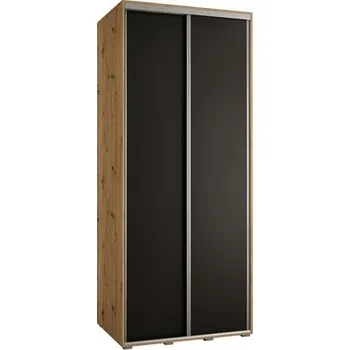 Šatní skříň Šatní skříň s posuvnými dveřmi DAVOS 120cm | DUB Artisan / černá / stříbrné